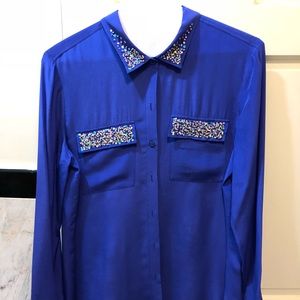 100% silk blouse with hand stitched sequin details